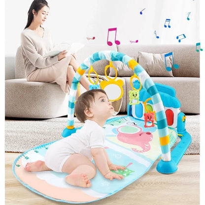 Baby Playmat Gym Crawling Activity Rug Toys for 0-12 Months Gift Infant Play Mat Toddler Music Rack Carpet with Piano Keyboard