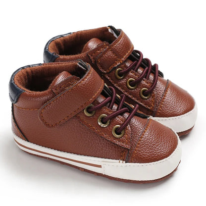 Newborn Boys' Middle Top and High Top Fashion Sneakers Boys' and Girls' Casual Soft Cloth Bottom anti Slip First Walkering Shoes