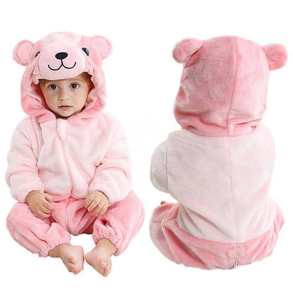 Easter Rabbit Baby Rompers Winter Hooded Flannel Toddler Infant Clothes Overall Bodysuits Jumpsuit Costume for Kids Bebe