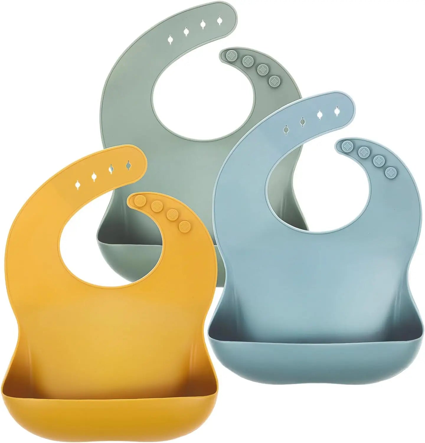 Baby Silicone Bib Waterproof Soft Solid Color 4-Speed Adjustable Bibs Newborn Lunch Feeding Saliva Pocke Kids Eating Accessories