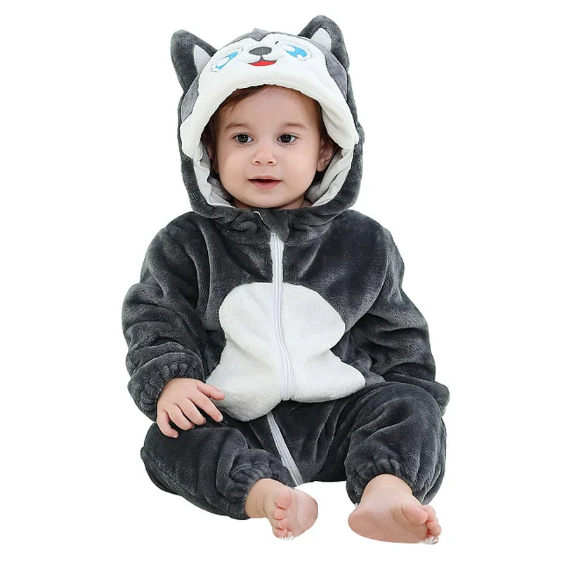 Easter Rabbit Baby Rompers Winter Hooded Flannel Toddler Infant Clothes Overall Bodysuits Jumpsuit Costume for Kids Bebe