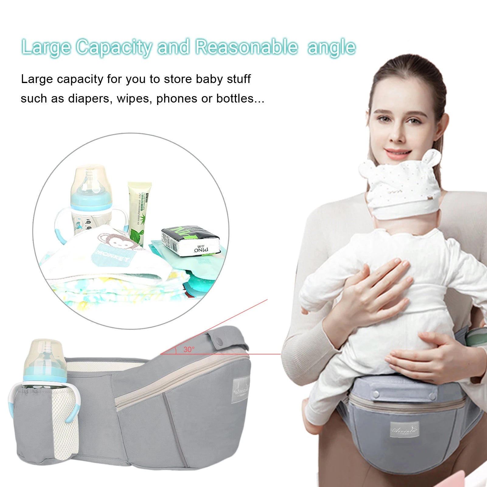 Baby Carrier Ergonomic Infant Multifunctional Waist Stool Newborn to Toddler Multi-Use before and after Kangaroo Bag Accessories