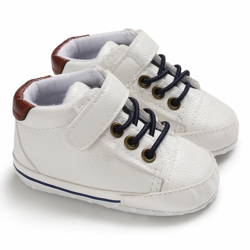 Newborn Boys' Middle Top and High Top Fashion Sneakers Boys' and Girls' Casual Soft Cloth Bottom anti Slip First Walkering Shoes