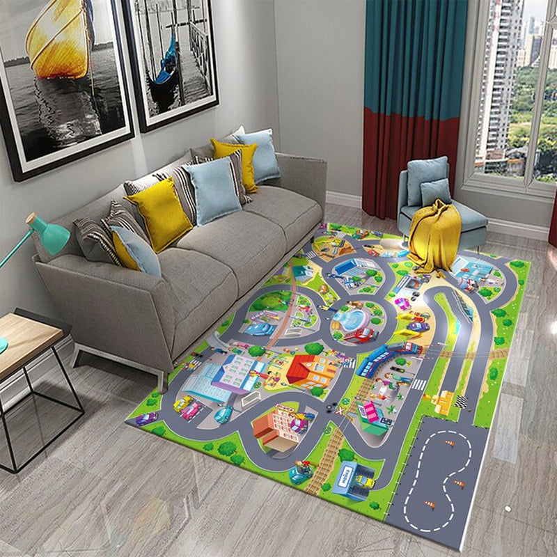 Kids Road Traffic Carpet Cartoon Car Toys Rug for Boys Girls City Life Educational Rugs Multicolor Baby Bedroom Nursery Play Mat